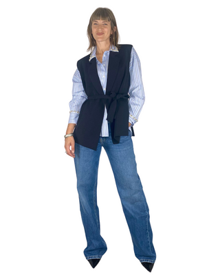 Vicolo - Camicia righe cabochon - AZZURRO