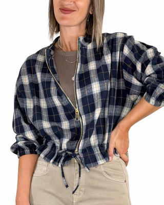 Habiti - Bomber Eco a quadri - BLU