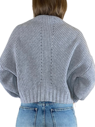 Vicolo - Cardigan punto inglese bottoni dorati - GRIGIO
