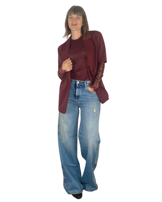 vicolo - blazer m/manica con manica lunga pizzo - bordeaux
