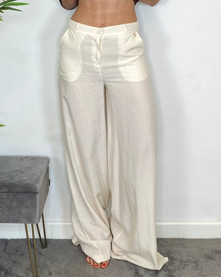 Souvenir - Pantalone palazzo cupro M35I1649 - LATTE
