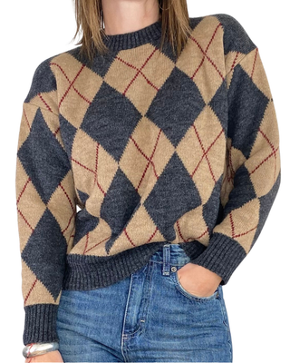 vicolo - maglia jaquard a losanghe - antracite