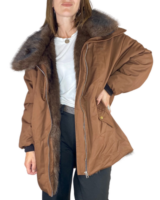 Motel - Parka con ecopelliccia - CIOCCOLATO