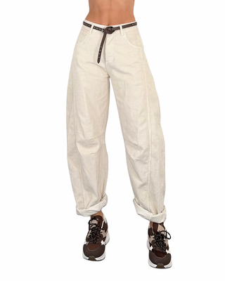Habiti - Pantalone barrel velluto rocciatore - BURRO