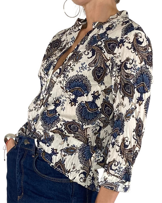 Habiti - Camicia fantasia 100% cotone - BLU