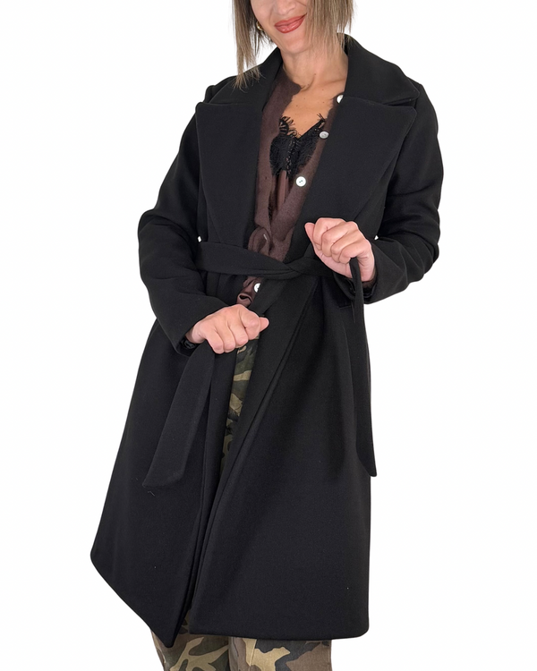 Habiti - Cappotto con cintura - NERO