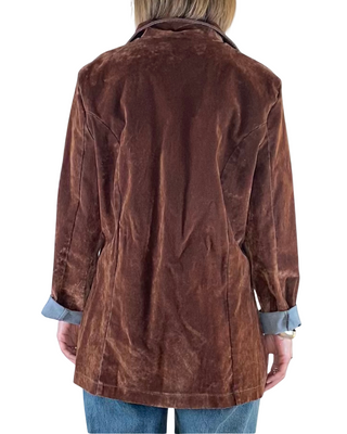 SUSY STAR - Blazer denim floccato - CIOCCOLATO