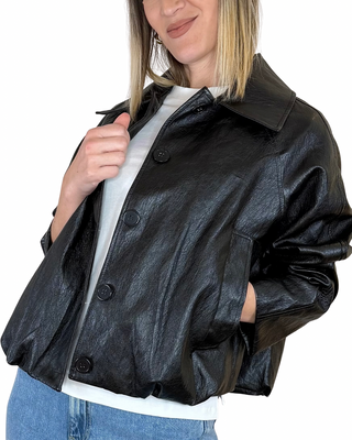 Habiti - Giubbino ecopelle rimborsato - NERO