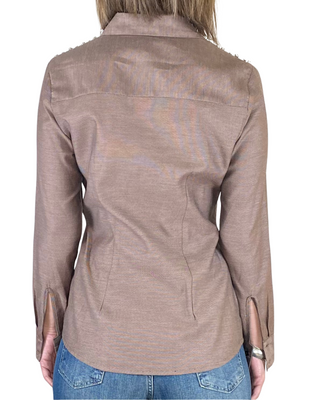 Susy Mix - Camicia slim cabochon - MORO