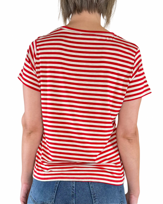 Habiti - Regular T-Shirt mit Streifen aus Viskose - ROT