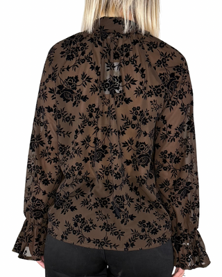 Habiti - Camicia fiocco floccata - MORO