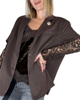 Susy Mix - Blazer maniche pizzo - MORO