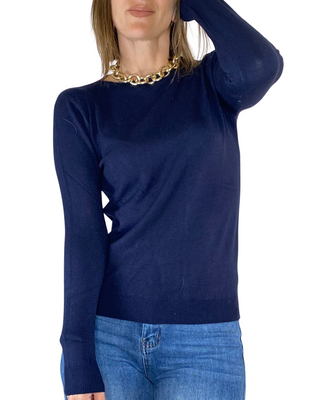 Habiti - Maglia scollo barchetta - BLU