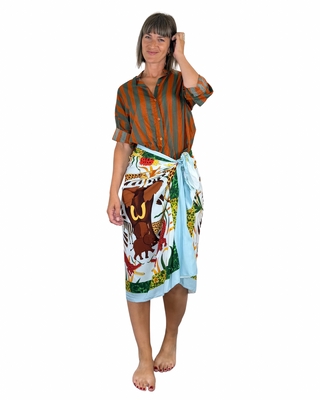 Habiti - Gonna pareo Circe foulard midi - CELESTE