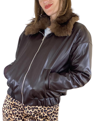 Susy Mix - Bomber ecopelle - MORO