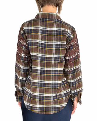 Habiti - Camicia check ricamata - MORO