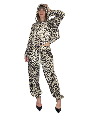 susy mix - blusa c/cappuccio animalier - burro