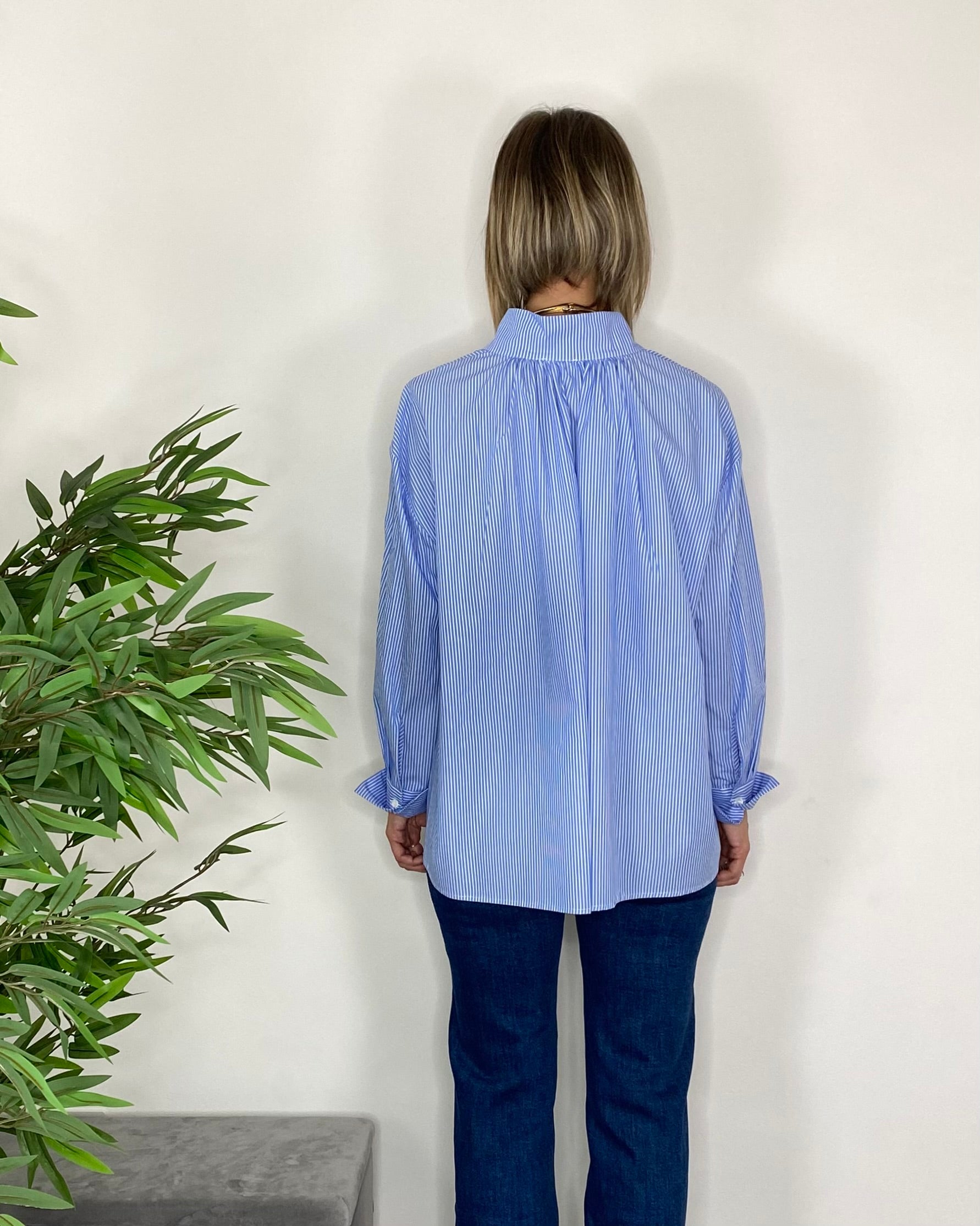 Camicia over bastoncino con lacci - AZZURRO