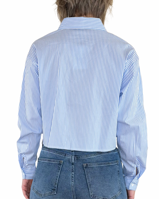 Habiti - Camicia crop bastoncino ricamato - AZZURRO