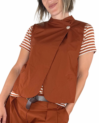 CADì - Gilet coreana in popeline - MATTONE
