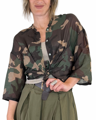 Habiti - Camicia camouflage misto seta - CAMOUFLAGE