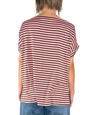 Habiti - T-shirt righe a scatola - ROSA