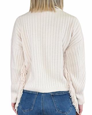 Haveone - Maglia costa larga con frange - PANNA