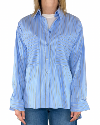 Habiti camicia righe corta davanti celeste - vista frontale