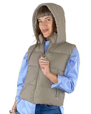 Habiti - Gilet imbottito effetto gommato - FANGO