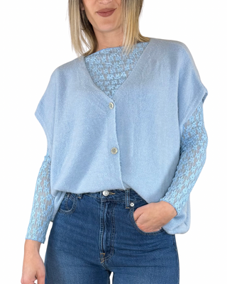 CADì - Gilet over misto alpaca - CELESTE