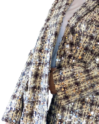 susy mix - blazer over check c/paillettes - moro