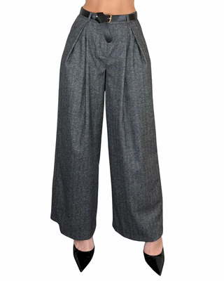 Vicolo - Pantalone ampio spinato - NERO