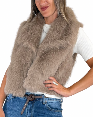 Habiti - Gilet in ecopelliccia - FANGO