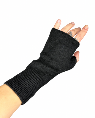 habiti - guanti senza dita misto cachemire - nero