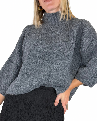 Habiti - Maglia bouclè manica 3/4 - ANTRACITE