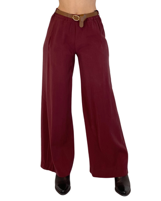 Habiti - Pantalone palazzo elastico in vita - BORDEAUX