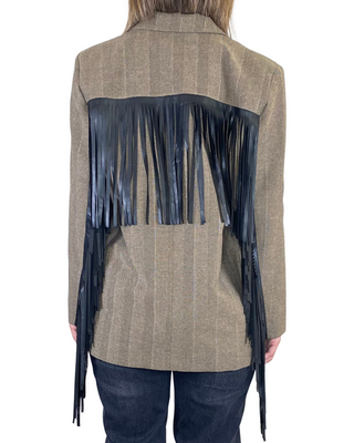vicolo - blazer spinato c/frange - fango