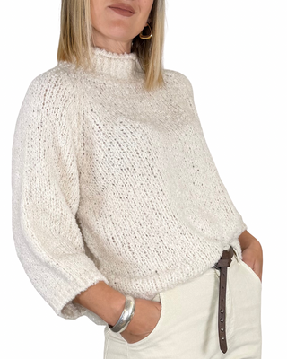 Habiti - Maglia bouclè manica 3/4 - PANNA