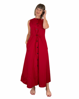 CADì - Chemisier in popeline con coulisse - ROSSO INDIA