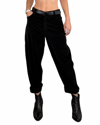 Susy Mix - Pantalone uovo velluto liscio - NERO