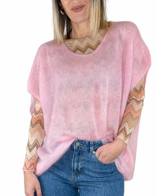 CADì - Gilet a scatola kid mohair - ROSA