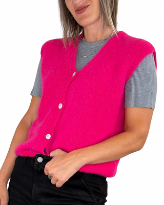 Habiti - Gilet misto baby alpaca - FUCSIA