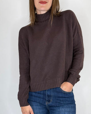 Susy Mix - Maglia lupetto a scatola - MORO