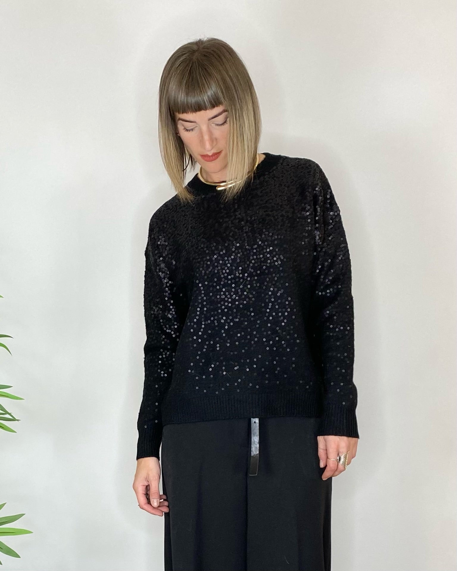 Maglia paillettes - NERO