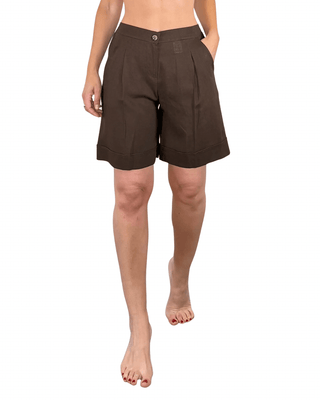 CADì - Bermuda in misto lino - MORO - BERMUDA E SHORTS - Habiti