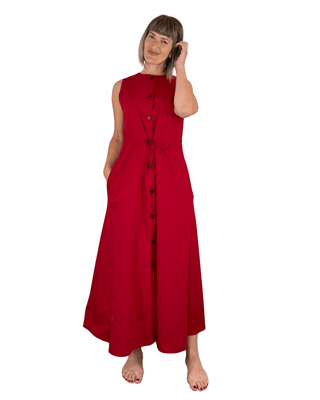 CADì - Chemisier in popeline con coulisse - ROSSO INDIA - ABITO - Habiti