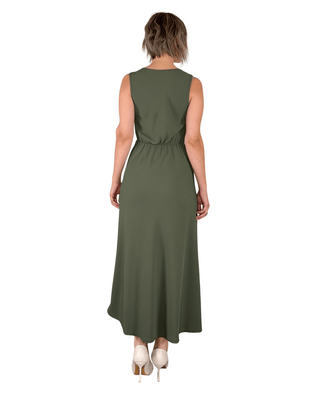 Habiti - Abito lungo con bavero - VERDE MILITARE - ABITO - Habiti