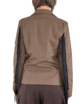 Habiti - Blazer check con frange - FANGO - GIACCA E BLAZER - Habiti