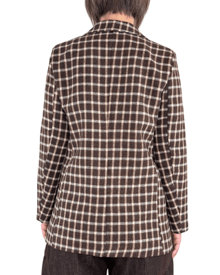 Habiti - Blazer check con spille - CIOCCOLATO - GIACCA E BLAZER - Habiti