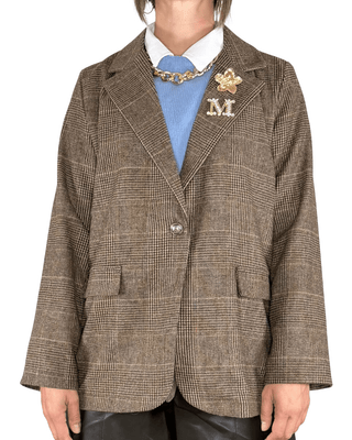 Habiti - Blazer check con spille - MORO - GIACCA E BLAZER - Habiti